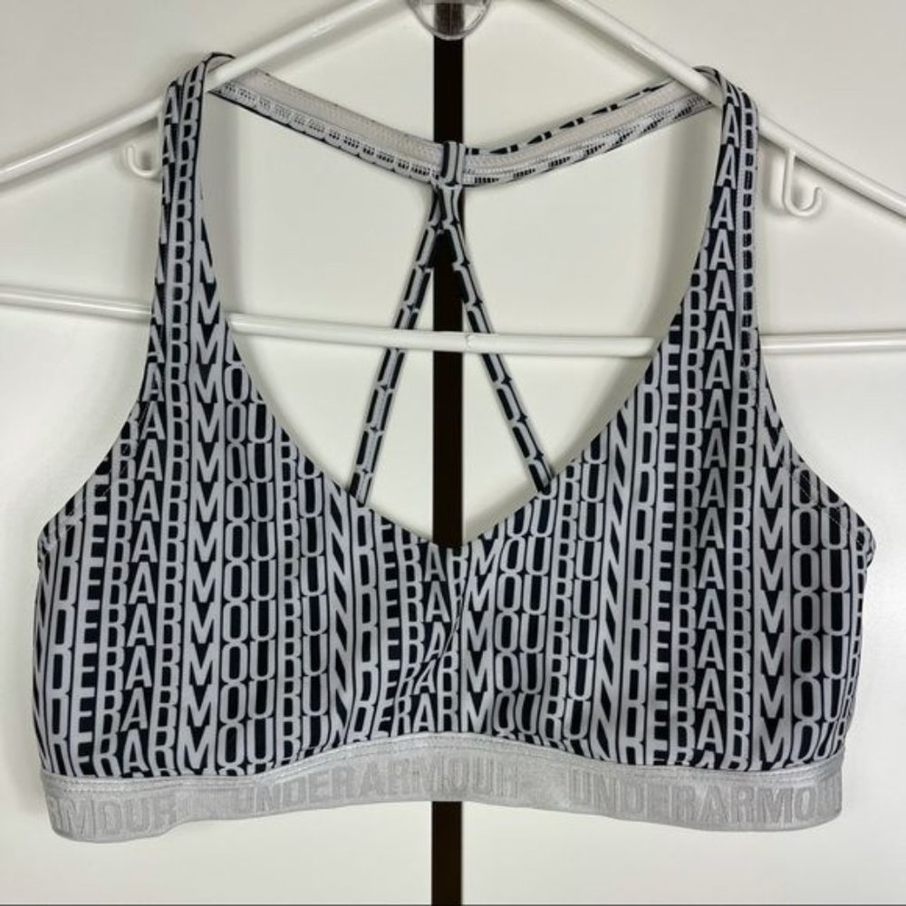 Under Armour All Over Logo Strappy Sport Bra Size Extra Small